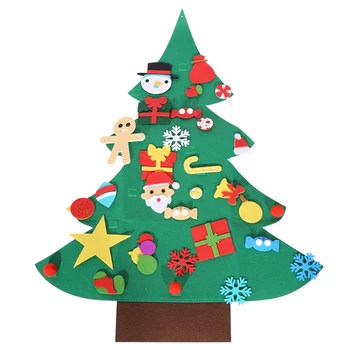 Crianças Senti Árvore de Natal Conjunto Com 36PCS Ornamentos DIY Casa Pendurado na Parede de Crianças de Feltro Artesanato Kits Para o Natal