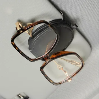 Carro óculos clipe viseira de sol do cartão de armazenamento bill clipe de carro de armazenamento multi-funcional de couro de vaca óculos escuros clip
