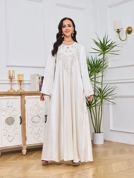 Oriente médio, as Mulheres Muçulmanas da Moda Vestuário Quente de Perfuração Faixa Vestido Longo Islâmica Dubai Ladies Abaya Kaftan de Luxo Banquete Manto