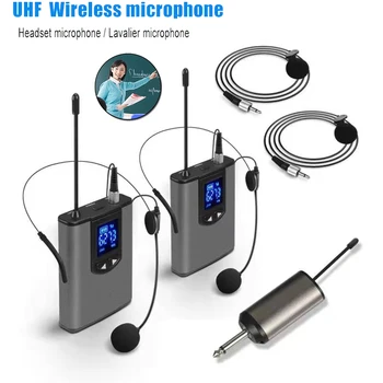 UHF Portátil Fone de ouvido sem Fio/ Lavalier Microfone de Lapela com Transmissor Bodypack e Receptor de 1/4 de polegada de Saída,Executante