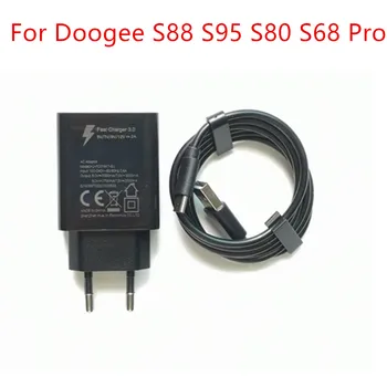 Novo Original Doogee S88 S95 S80 S68 Celular Pro Adaptador AC Carregador Rápido 3.0 Viagem UE Plug Adaptador +Tipo-C Cabo USB Fio Lin