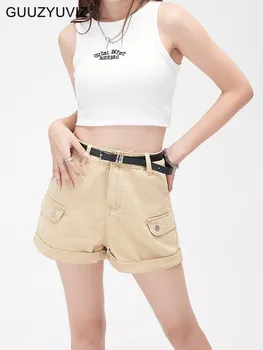 GUUZYUVIZ Multi Bolso do Shorts Feminino de Cintura Alta Jean Shorts Mulheres de Verão Solto Calças Curtas