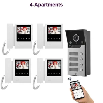 TUYA wi-FI de Vídeo Doorphone de Segurança Home de Áudio e Vídeo Campainha de 4,3 Polegadas Tela do Monitor do Multi-Apartamento Câmara
