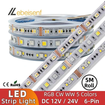 5M/Monte LED RGB WW CW RGB CCT RGBCCT 5 em 1 Colorido Faixa de Luz de 5050 SMD 2835 60 90 LEDs/m a Iluminação interna Decoração da Lâmpada de Fita