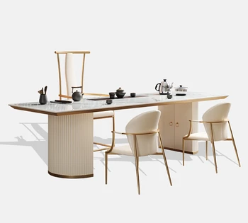 Luxo placa grande mesa de chá, Chaleira integrado rock conselho de kungfu chá, conjunto de mesa moderna e simples de escritório mesa de recepção