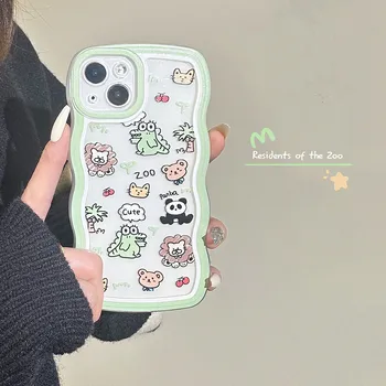 Desenhos animados Zoo Transparente da caixa do telefone móvel para o iPhone 14 13 12 PRO MAX 14Plus X XR XS 7 8 Plus SE2 2020 Anti -queda soft shell