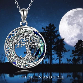 Delicado Nó Celta Lua Árvore Árvore da Vida Colar para as Mulheres formam a Jóia do Partido Acessório para Amigos de Aniversário