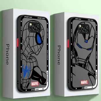 Marvel Azul Cool Homem Aranha Caso De Telefone Xiaomi Poco Pro X4 5G M5 X3 NFC X5 X3Pro M5s C40 F3 Mi 13 Lite 12 de Luxo Fosco Capa