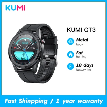KUMI GT3 Smart Watch homens Sport Fitness frequência Cardíaca Pressão Arterial Monitor de Oxigênio Impermeável Mulheres Smartwatch