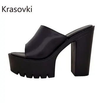 Krasovki 13cm Sintético PU Mulheres de Chinelos, Sapatos de Plataforma de Luxo, Sexy Elegância Sandle Romano Botas de Dança de Verão de Moda feminina