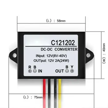 Regulador de tensão C121202 de 12V DC para DC 12V 2A Impermeável Estabilizador de Adaptador