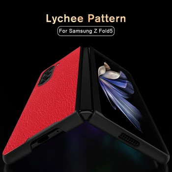 Luxo Lichia Padrão capa de Couro Para Samsung Galaxy Z Fold5 Dobre 5 ZFold5 ZFold 5 5G 7.6