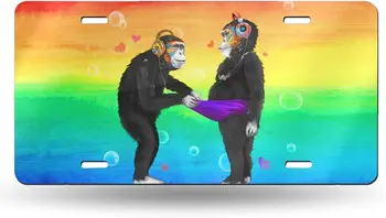 Música Macaco arco-íris de Fundo Decorativo Carro da Frente da Placa de Licença Vaidade Tag 6x12 Polegadas 4 Furos da Placa de Licença Placa de Carro