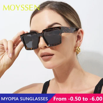 2023 Mulheres da Moda Quadrado Grande em Negrito Quadro de Miopia Homens Óculos de sol Vintage Escudo Estilo Uv400 de Verão, Óculos de Sol com Dioptria -1.50