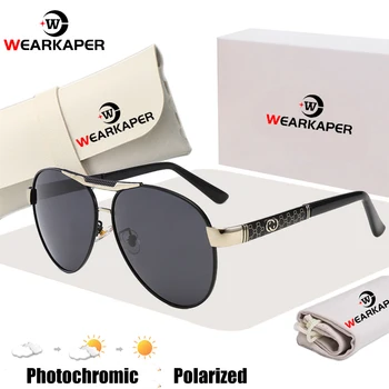 WEARKAPER Novo Polarizada Fotossensíveis Óculos de Homens, Mulheres, Viagens de Condução de Pesca de Óculos de Sol Anti-reflexo Piloto Óculos Retrô
