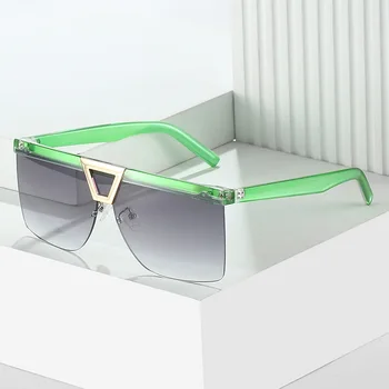 2023 Nova Moda Escudo de Óculos de sol feminino masculino Vintage Gradientes Lente PC Moldura de Ouro Resina de Luxo Qualidade de Tendências de Óculos UV400