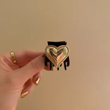 Moda Coração De Cabelo De Metal Claw Clipes Simples Antiderrapante Mini Ouro Geométricas Franja Presilhas De Cabelo Jaws Para Mulheres Meninas Diária