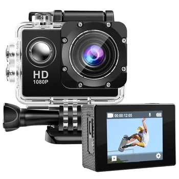 1080P Waterproof a Câmera, Ação com 2 polegadas de tela de vídeo HD, Câmera Subaquática com Lente Grande-Angular de esportes de câmera e Montagem