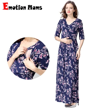 Emoção Mães Maternidade Vestido de Festa Floral Dress Roupas de Maternidade no caso de Gravidez, Aleitamento materno, Vestidos para Gestantes