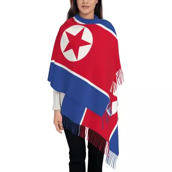 A coreia do Norte Bandeira de Mulheres Pashmina Xale Envolve Franja Lenço Grande Lenço