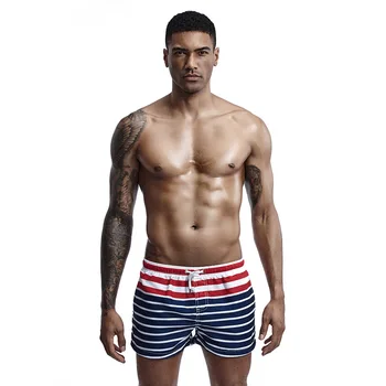 SEOBEAM Verão masculina da Nova moda praia Moda Listra Shorts masculinos