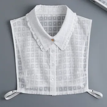 O coreano Algodão Falso Colar para Mulheres Camisa Destacável Gola Metade Camisa Blusa Branca de Gola Falsa Superior Para as Mulheres de Camisola Decoração