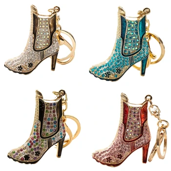Sapatos Forma de Chaveiro Cristal de cristal de rocha Chaveiro de Carro Bag duplo Pingente de Ornamentos Bolsa Bolsa Charme para as Mulheres, as Meninas
