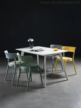 Nordic Minimalista Ins Cadeira De Plástico Moderno, Criativo Casa, Restaurante, Cadeira De Jantar De Líquido Vermelho Casual, Maquiagem Encosto De Fezes