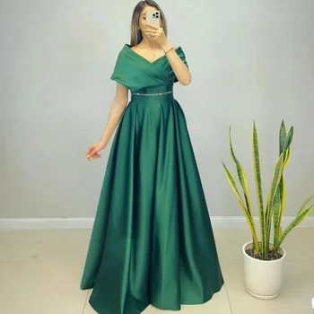 FLORINE TULIRAIN de Cetim Verão Uma Linha do Assoalho-Comprimento Vestido de Noite Verde e Elegante Fora O Vestido de Ombro Encantador Para as Mulheres 2023