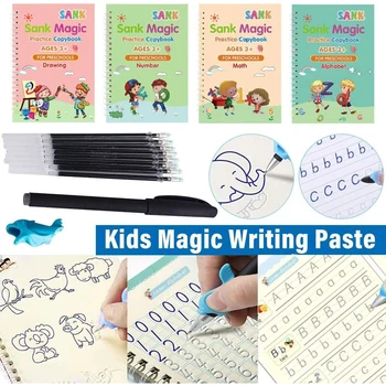 Frete grátis Magia Cópia do Livro Livre de Limpeza para Crianças Crianças de Escrita Adesivo de Praticar o inglês Copybook para Caligrafia Montessori