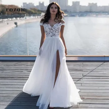 Praia De Chiffon Off Ombro Casamento Apliques Querida Vestido De Noiva Para Mulheres Robe De Mariee Tamanho Personalizado
