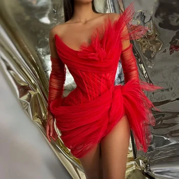 Vermelho Sexy Vestido de Baile Curto Mulheres Vestidos para o Photoshoot de Cocktail Vestidos de Regresso a casa