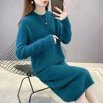 Queda de Luxo estilo coreano roupa das mulheres Bodycon Vestido Midi De Malha Vestido de Camisola 2023 coreano Moda Inverno Grossa Quente de Outono