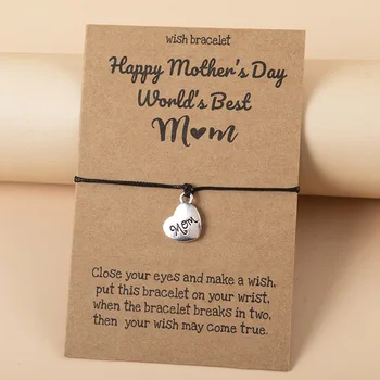 Linda Liga Mom feito à mão Ajustável Bênção Cartão de Pulseira Dia da Mãe