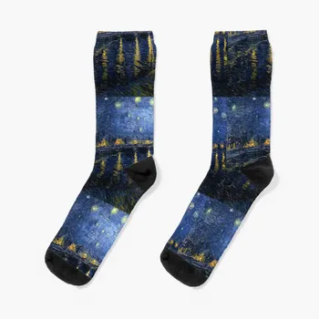 Noite estrelada Sobre o Ródano - Van Gogh Meias para homens Engraçado meias