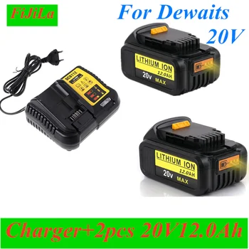 20V 12.0 Ah Max. Substituição da bateria da Ferramenta para DeWalt DCB184 DCB181 DCB182 DCB200 20V 5A 20 Volts 20V Bateria + 3A Carga