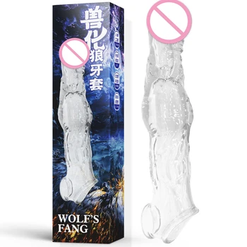 Reutilizáveis Preservativos Extensor de Pénis Manga Extensão de 7cm retardar a Ejaculação Cristal Transparente Preservativo Íntimo de Bens de Brinquedo do Sexo Produto