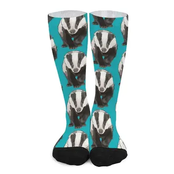 Teal Badger por www.BeeFoxTree.com Meias para homens Mulheres socks engraçado meias para Mulheres de verão