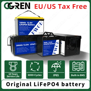 LiFePo4 Bateria de 12V 24V 100Ah 200AH 50AH Grau de Um Fosfato de Ferro de Lítio Recarregável da Bateria Bulit-no BMS Para a Casa de Energia EV RV
