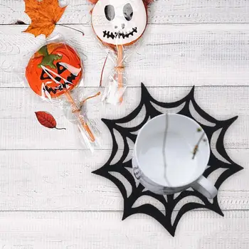 Teia de aranha Montanha-russa teia de Aranha Forma de Halloween Bolachas antiderrapante, Resistente ao Calor Tapetes de Mesa para Cozinha em Casa de Festa do Escritório