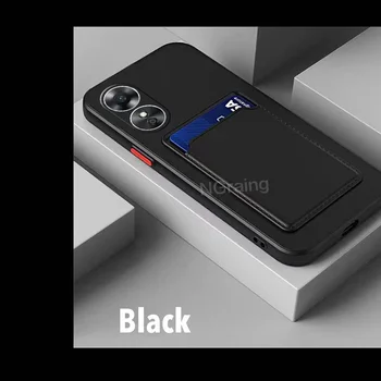 Caso de telefone para OPPO A78 4G 5G Simples Multicolor Sensação da Pele com Cartão de Saco Foto de Bolso de Capa Mole