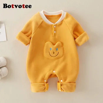 Botvotee Macacão de recém-nascidos Body Personalizado para o Bebê do Inverno Nova Dupla pedaços de Veludo Onesie Bonito Meninos Meninas rapazes raparigas Romper do Bebê