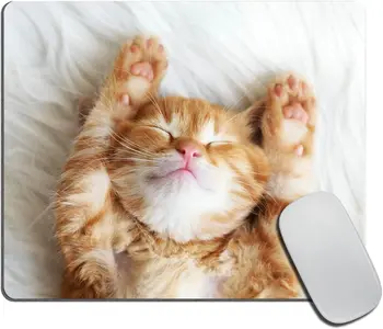Bonito Gatinho Dorme Anti-derrapantes de Borracha Mousepad para Jogos de Escritório Computador Portátil para Homens Mulheres Padrão de 9.5