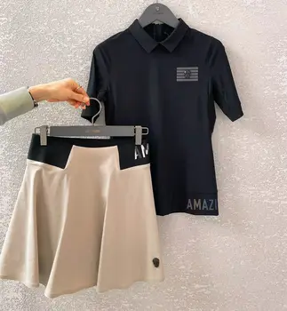 Campo de Golfe de senhoras Camisetas 2023 Verão Unisex Casal Estilo as Mulheres de Manga Curta T-shirt de Desporto Golf Tops Meia zip design na parte de trás