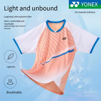 Desporto t-shirt de tênis Yonex roupa seca rápido, badminton Jersey de manga curta homens mulheres verão 110123