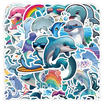 10/50Pcs Bonito Dolphin Cartoon Criaturas do Mar Graffiti Etiquetas de Bagagem Notebook Guitarra Computador DIY Crianças Brinquedo Decalques Decorativos