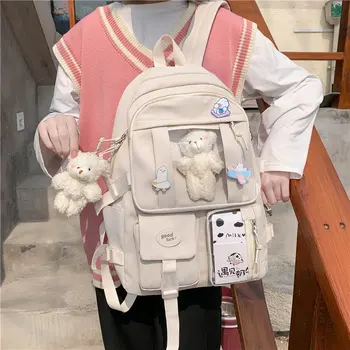 Moda Mochila Multi Bolso Grande Capacidade Júnior Escola Menina Estudante Diárias De Lazer De Ombro Ajustável Backpack Do Laptop