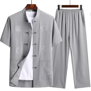Chinês Tradicional Homens Do Estilo De Kung Fu Zen Chá Casual Blusa De Algodão Roupa De Tai Chi Camisas De Tang Terno Casual Retrô Qipao Tops Tshirt