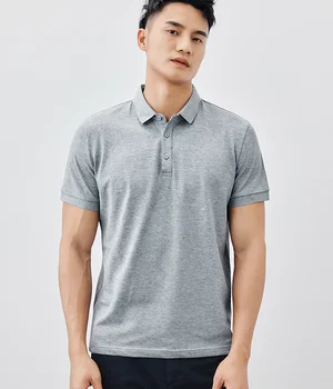 J1153 Homens casual manga curta camisa polo masculina verão nova cor sólida meia manga Lapela T-shirt.