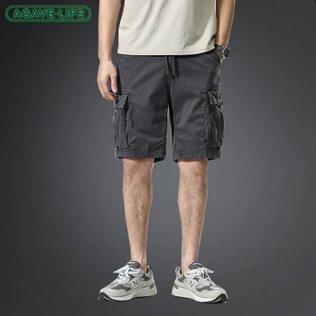 Esporte Carga Shorts Homens Verão Solto Reta Calças Curtas Masculino Exterior Multi-bolso Casual Meados de cintura Curto Calças de Atacado